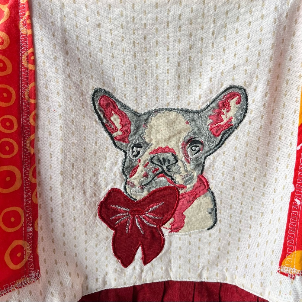 Handmade French Bulldog Bow Puff Sleeve Top with Matching Scrunchies SKU 09213 - Picture 12 of 16